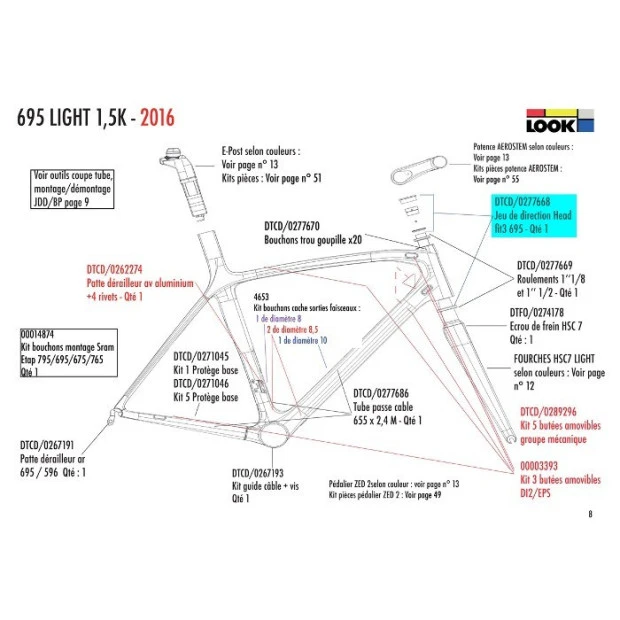 Jeu De Direction Head Fit 3 Look 695 - DTCD/0277668 1 Jeu De Direction Head Fit 3 Look 695 - DTCD/0277668