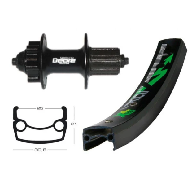 Roue Arrière VTT Exal XL 25 26" (25-559) 36T Moyeu Deore XT Disque 8/11V 1 Roue Arrière VTT Exal XL 25 26" (25-559) 36T Moyeu Deore XT Disque 8/11V